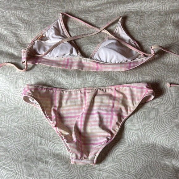 Roxy Pink and White Plaid Bikini - Picture 3 of 6